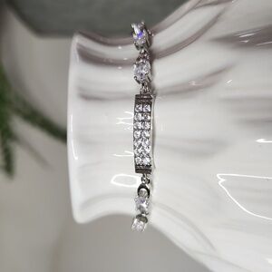 White Gold-plated Bracelet with CZ Stones